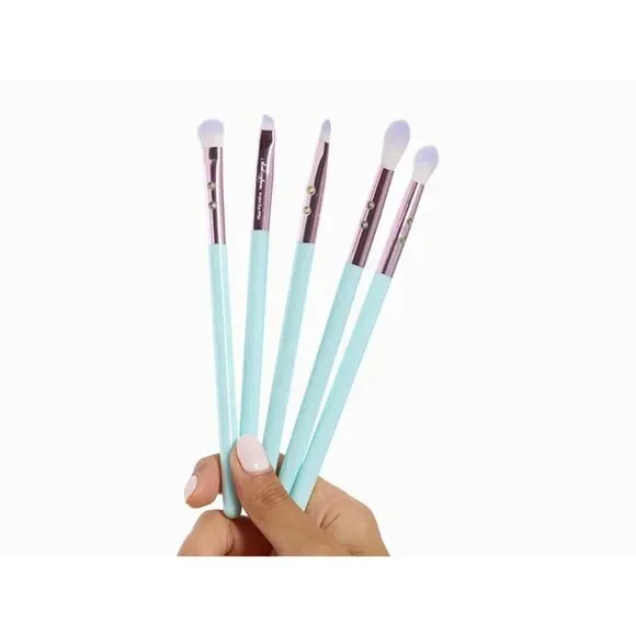 Slmissglam 5-Piece Ombre Eye Makeup Brush Set Stay Sparkly Ultra-Soft Aqua NEW - Picture 5 of 7